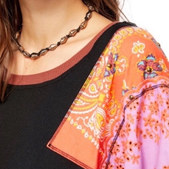 SOLD♏️Free People We The People Feelin It Patchwork Ballon Sleeve Top Size M - Picture 12 of 12